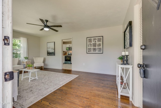 203 Hickory Rd, Bristol, TN 37620 - sitting room featuring ceiling fan and dark wood-style flooring