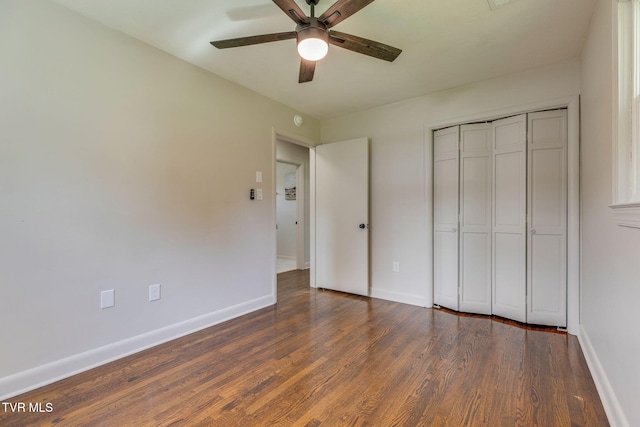 203 Hickory Rd, Bristol, TN 37620 - unfurnished bedroom with wood finished floors, a closet, and ceiling fan