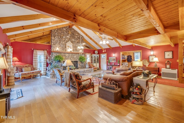 284 Bulldog Holw, Elizabethton, TN 37643 - living room with hardwood / wood-style flooring, a stone fireplace, and heating unit