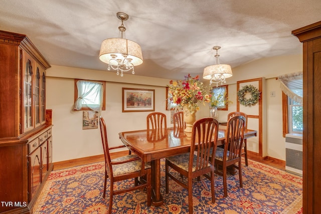 284 Bulldog Holw, Elizabethton, TN 37643 - dining area with a chandelier, plenty of natural light, vaulted ceiling, light wood-style flooring, and a textured ceiling