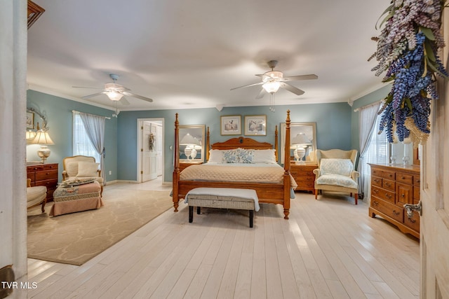 284 Bulldog Holw, Elizabethton, TN 37643 - bedroom with multiple windows, crown molding, ceiling fan, and wood finished floors