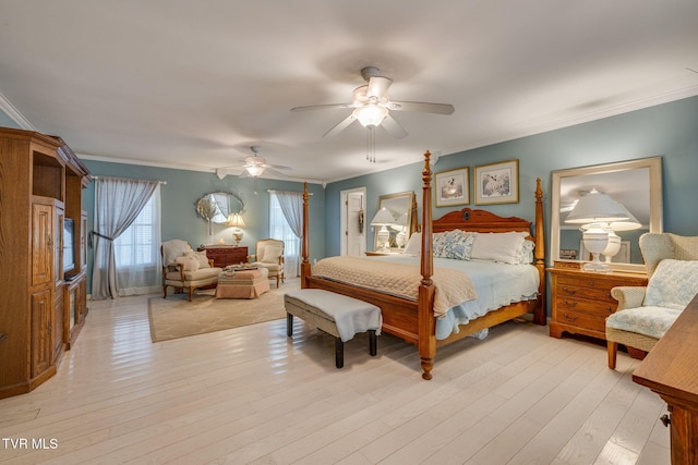 284 Bulldog Holw, Elizabethton, TN 37643 - bedroom with light wood-style floors, crown molding, and ceiling fan