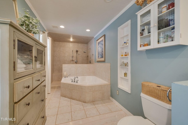 284 Bulldog Holw, Elizabethton, TN 37643 - full bath with crown molding, a garden tub, a tile shower, and recessed lighting
