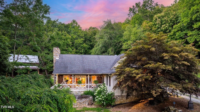 284 Bulldog Holw, Elizabethton, TN 37643 - view of front of property with a chimney, covered porch, and stone siding