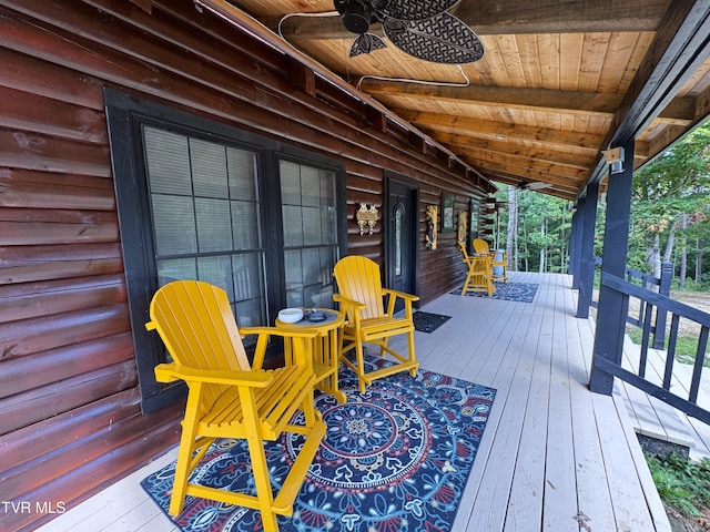 1014 Lightnen Rd, Parrottsville, TN 37843 - wooden deck with a ceiling fan