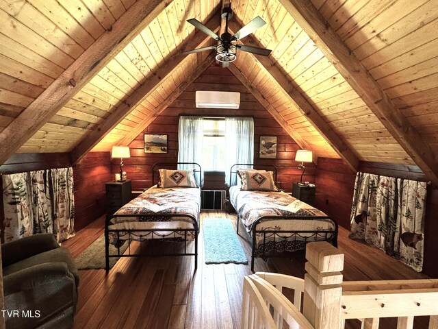 1014 Lightnen Rd, Parrottsville, TN 37843 - bedroom with wooden ceiling, hardwood / wood-style flooring, and wooden walls