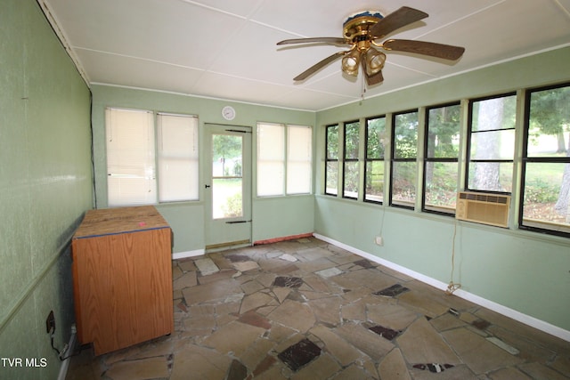288 Hicks Rd, Piney Flats, TN 37686 - unfurnished sunroom with stone finish flooring and cooling unit