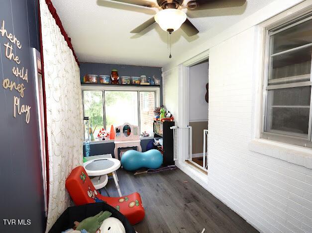 8087 Baptist Valley Rd, North Tazewell, VA 24630 - workout area featuring dark wood-style floors and ceiling fan