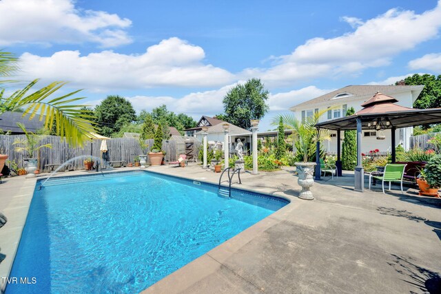 201 W Wanola Ave, Kingsport, TN 37660 - view of swimming pool with a gazebo, a patio, and a fenced backyard
