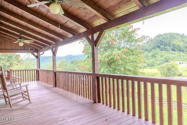 332 Undertaker Blvd, Clintwood, VA 24228 - wooden deck featuring a ceiling fan and a mountain view