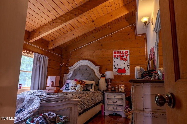 332 Undertaker Blvd, Clintwood, VA 24228 - bedroom featuring wood ceiling, wood walls, and dark wood-style flooring