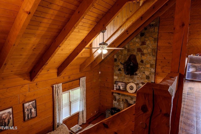 332 Undertaker Blvd, Clintwood, VA 24228 - detailed view of a wooden ceiling with exposed beams, wood walls, and wood finished floors