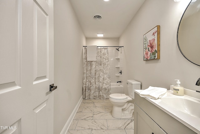 1091 Long Crescent Dr, Bristol, VA 24201 - full bathroom with marble look tiles, vanity, and shower / bath combo