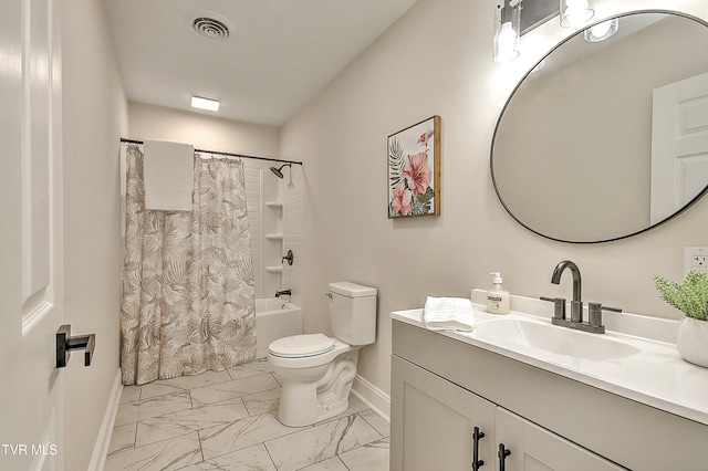 1091 Long Crescent Dr, Bristol, VA 24201 - bathroom featuring marble look tiles, vanity, and shower / tub combo