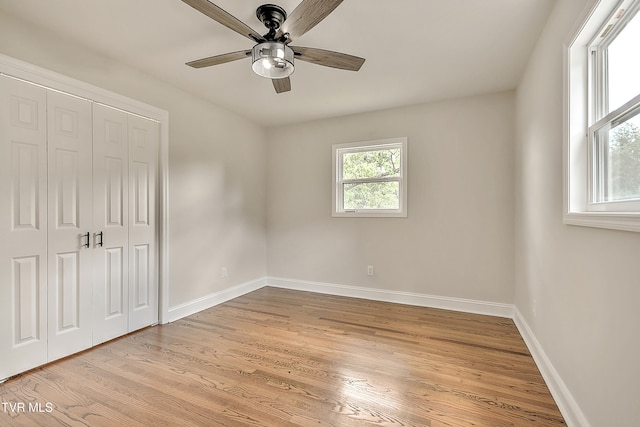 1091 Long Crescent Dr, Bristol, VA 24201 - unfurnished bedroom with a closet, light wood-style floors, and ceiling fan