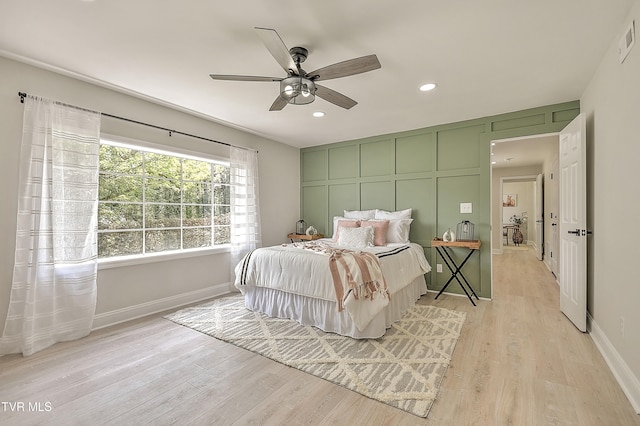 1091 Long Crescent Dr, Bristol, VA 24201 - bedroom with light wood-style floors, recessed lighting, and ceiling fan