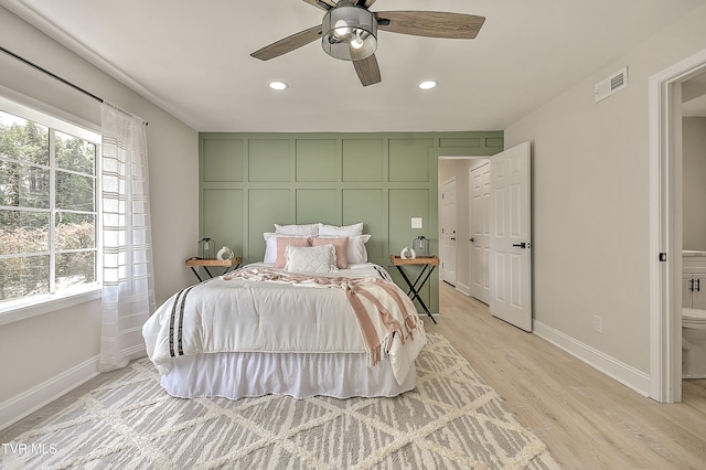 1091 Long Crescent Dr, Bristol, VA 24201 - bedroom with recessed lighting, light wood finished floors, and a ceiling fan