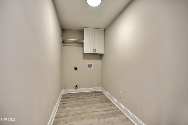 1091 Long Crescent Dr, Bristol, VA 24201 - laundry room featuring cabinet space, washer hookup, light wood-type flooring, and hookup for an electric dryer