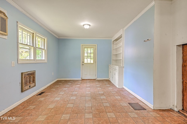 301 Keenburg Rd, Bluff City, TN 37618 - doorway featuring heating unit, crown molding, and built in features