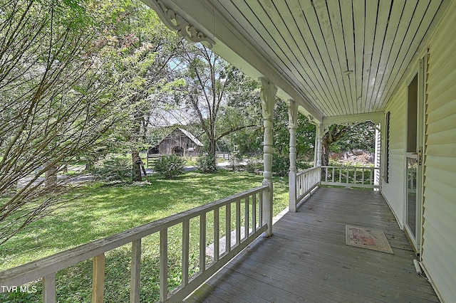 301 Keenburg Rd, Bluff City, TN 37618 - wooden porch with a yard