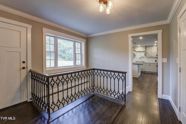 2 Longview Ln, Kingsport, TN 37660 - staircase with hardwood / wood-style flooring and crown molding