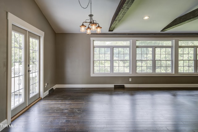 2 Longview Ln, Kingsport, TN 37660 - spare room featuring plenty of natural light, a chandelier, dark wood-style floors, recessed lighting, and french doors