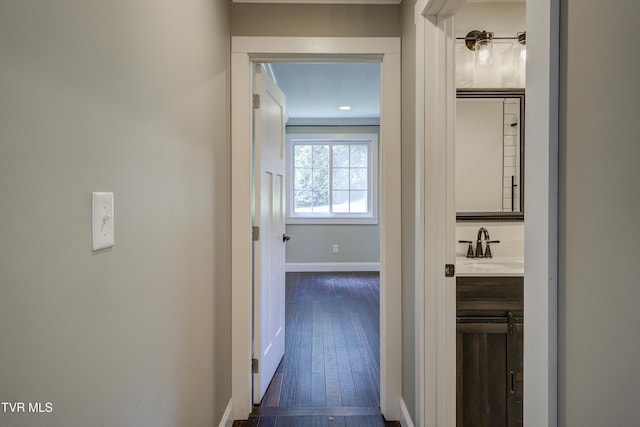 2 Longview Ln, Kingsport, TN 37660 - hallway with baseboards and dark wood-style flooring