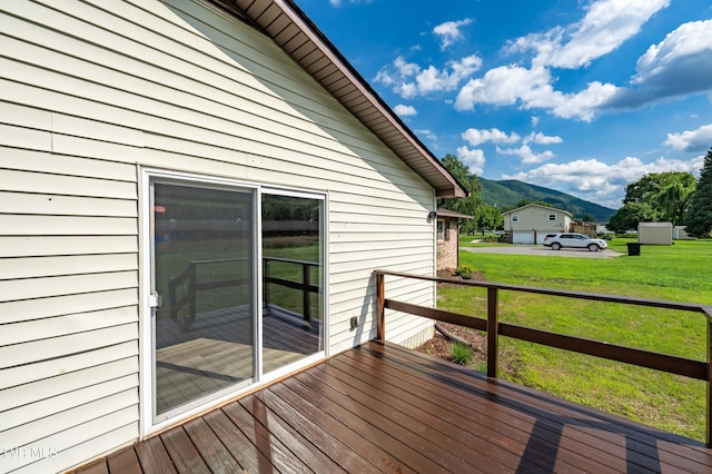 157 Spring St, Hampton, TN 37658 - wooden deck featuring a mountain view and a yard