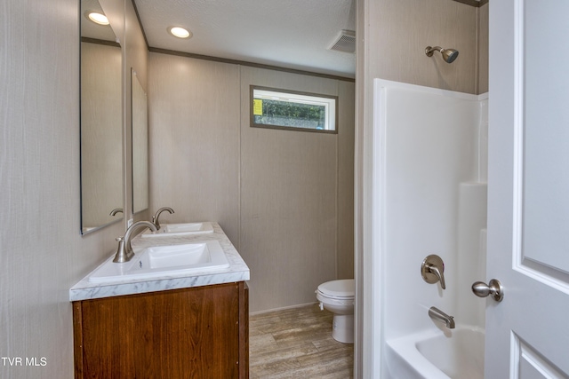 8492 Reedy Creek Rd, Bristol, VA 24202 - bathroom with double vanity, wood finished floors, and  shower combination