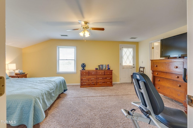 236 Wadlow Gap Rd, Kingsport, TN 37660 - bedroom with carpet floors, a ceiling fan, and vaulted ceiling