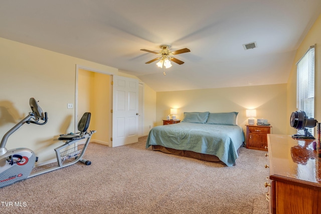 236 Wadlow Gap Rd, Kingsport, TN 37660 - bedroom with carpet flooring, vaulted ceiling, and a ceiling fan