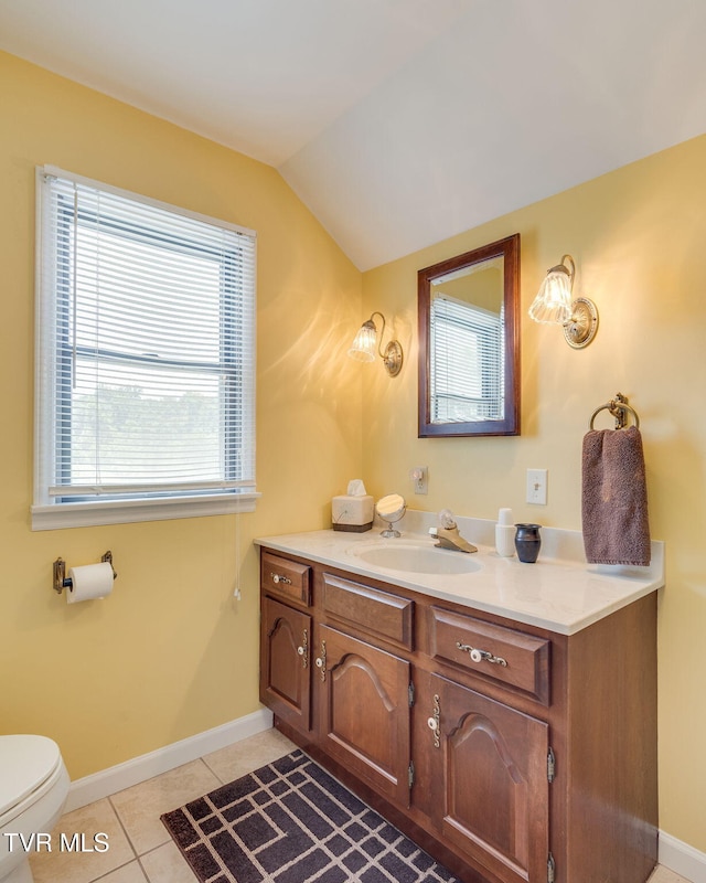 236 Wadlow Gap Rd, Kingsport, TN 37660 - bathroom featuring vanity, tile patterned floors, and lofted ceiling