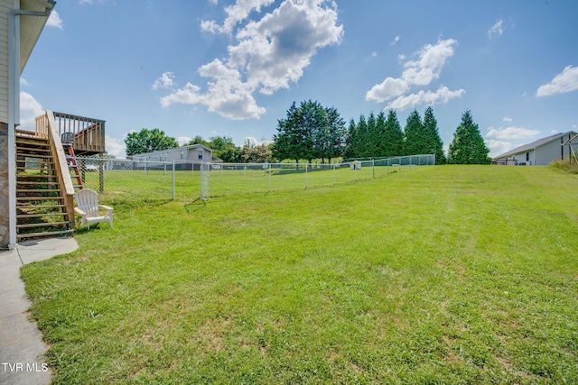 6215 Snapps Ferry Rd, Afton, TN 37616 - view of yard with stairway and a wooden deck