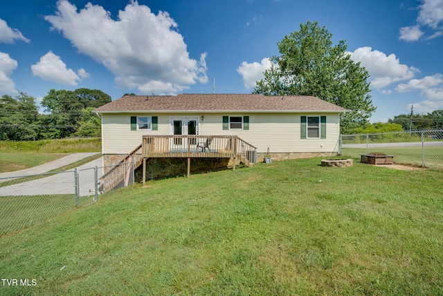 6215 Snapps Ferry Rd, Afton, TN 37616 - back of house featuring a wooden deck, a fenced backyard, and stairway