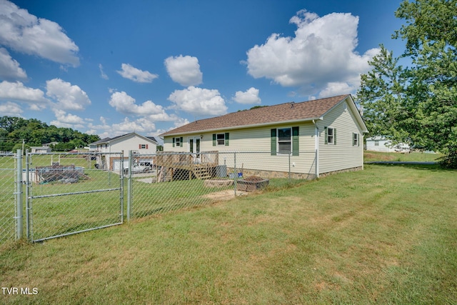 6215 Snapps Ferry Rd, Afton, TN 37616 - back of property with a gate and a wooden deck