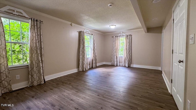 542 Sigman Hollow Rd, Bluff City, TN 37618 - empty room with wood finished floors, ornamental molding, a textured ceiling, and a smoke detector