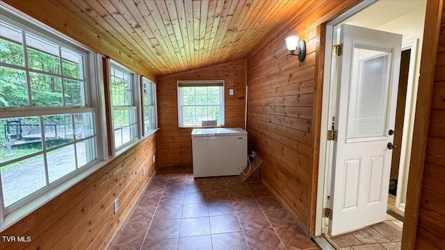 542 Sigman Hollow Rd, Bluff City, TN 37618 - laundry room with wood walls and wood ceiling