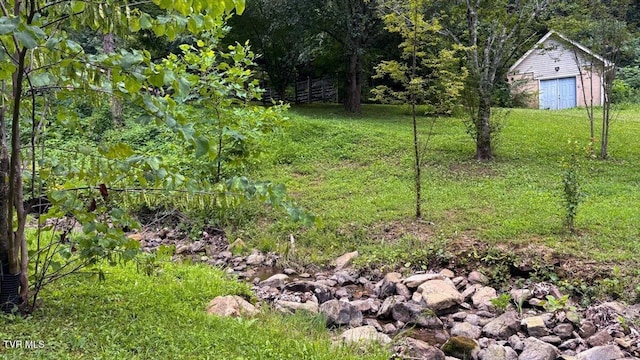 542 Sigman Hollow Rd, Bluff City, TN 37618 - view of green lawn with an outdoor structure