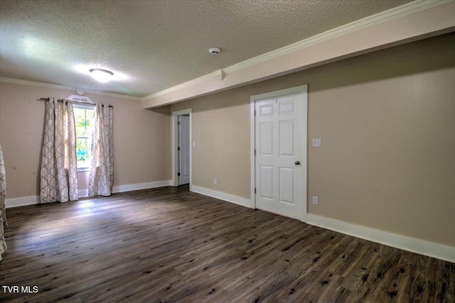 542 Sigman Hollow Rd, Bluff City, TN 37618 - empty room with a textured ceiling, crown molding, dark wood-type flooring, and a smoke detector