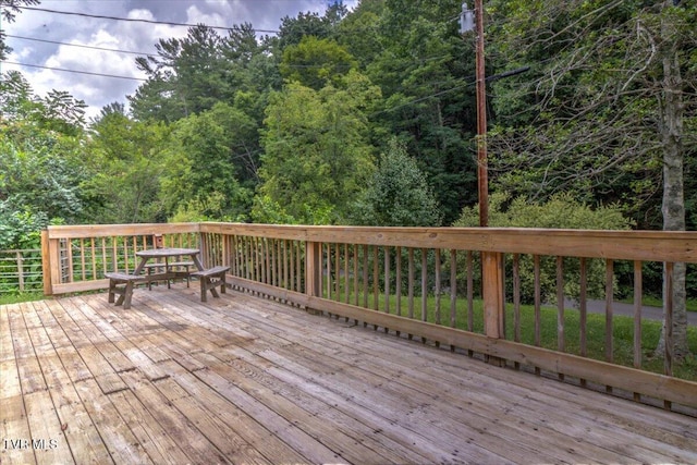542 Sigman Hollow Rd, Bluff City, TN 37618 - wooden terrace with a forest view