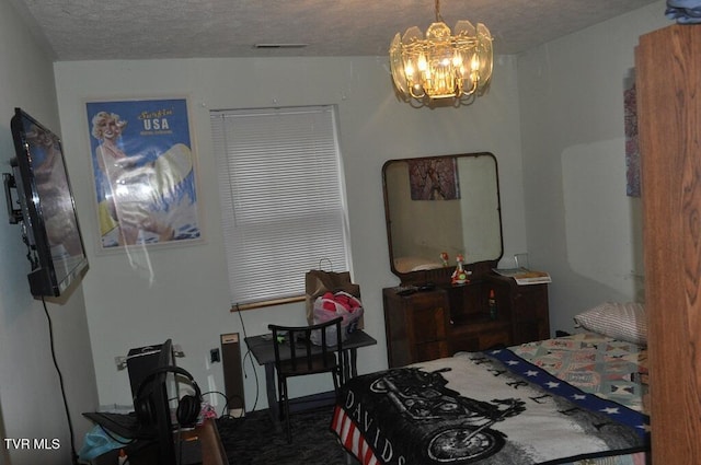 7125 Indian Creek Rd, Wise, VA 24293 - bedroom featuring a chandelier and a textured ceiling
