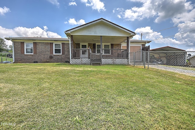 8822 Rich Valley Rd, Bristol, VA 24202 - view of front of house with driveway, brick siding, a porch, an attached garage, and a carport