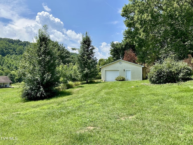 1277 Old Jonesboro Rd, Bristol, TN 37620 - view of grassy yard featuring a detached garage and an outbuilding