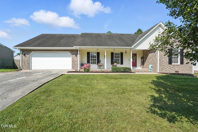 1014 Fox Meadow Cir, Bluff City, TN 37618 - view of front of house with brick siding, covered porch, driveway, and an attached garage