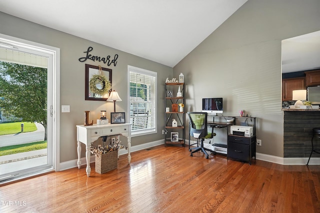 1014 Fox Meadow Cir, Bluff City, TN 37618 - office space featuring wood finished floors and vaulted ceiling