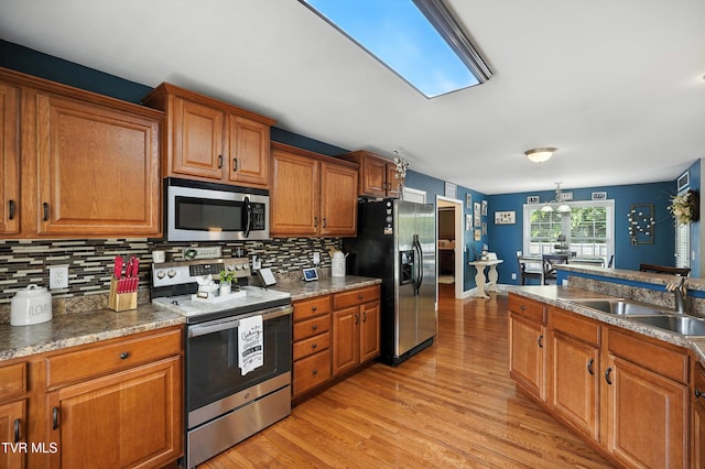 1014 Fox Meadow Cir, Bluff City, TN 37618 - kitchen featuring stainless steel appliances, brown cabinets, and tasteful backsplash