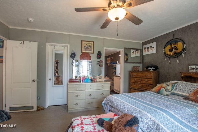 22720 Twin Oaks Rd, Abingdon, VA 24211 - carpeted bedroom featuring a ceiling fan and ornamental molding
