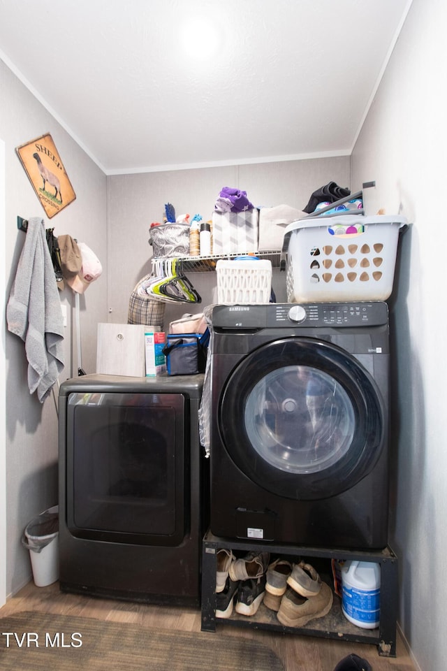 22720 Twin Oaks Rd, Abingdon, VA 24211 - washroom with washer and dryer and crown molding