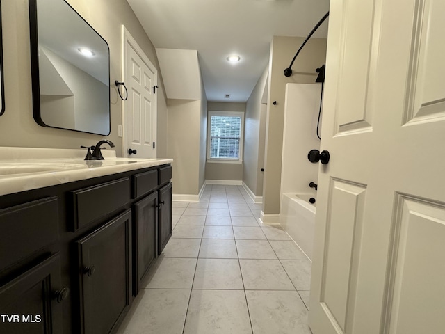 220 Cedar Creek Rd Unit 1, Johnson City, TN 37615 - bathroom with vanity, bathtub / shower combination, and tile patterned floors