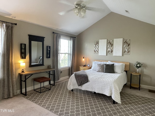 220 Cedar Creek Rd Unit 1, Johnson City, TN 37615 - bedroom featuring carpet, lofted ceiling, and ceiling fan